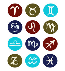 Hand drawn signs of zodiac sorted by order