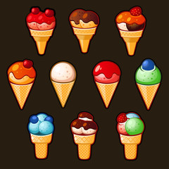 vector illustration of collection of ice cream