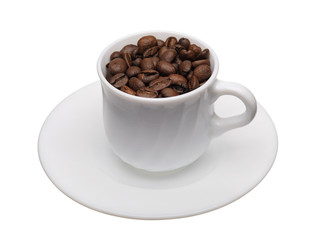 White cup with coffee grains