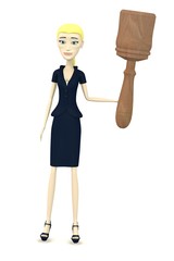 3d render of cartooon character with mallet