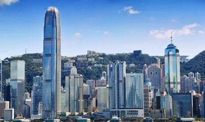 Fototapeta na wymiar Hong Kong island with buildings wall