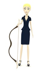 3d render of cartoon character with bow
