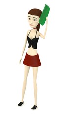 3d render of cartoon character with hairbrush