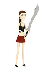3d render of cartoon character with exotic sword