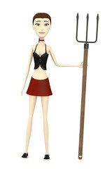 3d render of cartoon character gardening