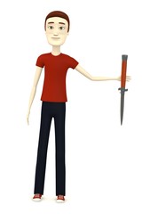 3d render of cartoon character with a knife
