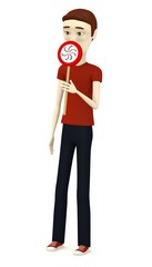3d render of cartoon character with lollipop