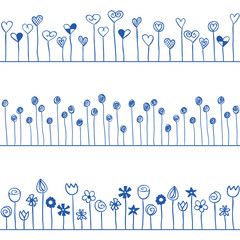 Illustration of hearts and flowers seamless