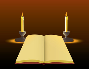 Open book and candles