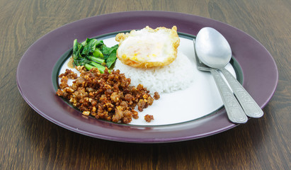 Plain rice deep fried pork with garlic and pepper.