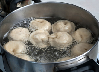 pelmeni in boiling water