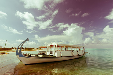 Two tourist boats in quay of the island in Indian sea