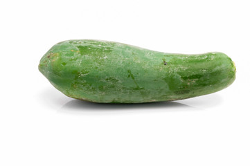 Raw papaya fruits on white background