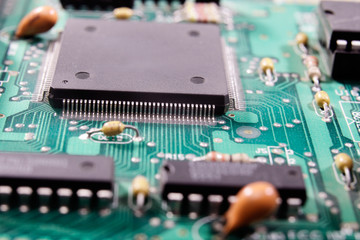 Closeup electronic circuit board