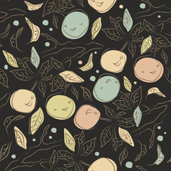 Cute seamless pattern with orange branches