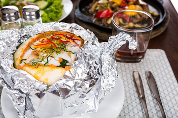 Steamed seafood custard , curry seafood mixed herb