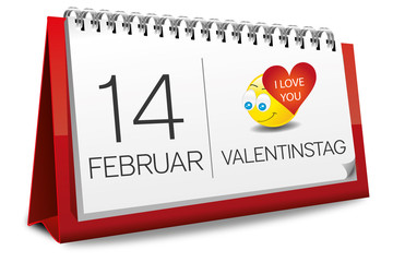 Kalender 14 Februar Valentinstag Liebe Herz Smilie Smiley