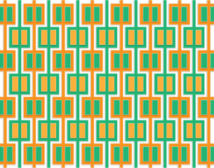 Abstract pattern of orange and green squares