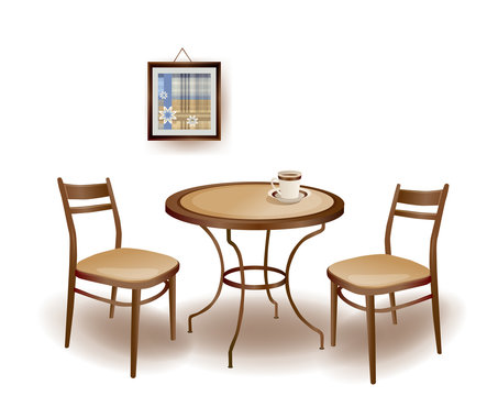 illustration  of the round  table and chairs