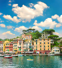 famous Portofino village on Ligurian coast