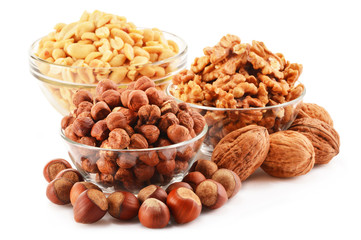 Composition with nuts isolated on white