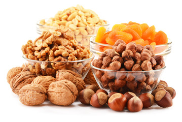 Composition with nuts isolated on white