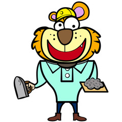 cartoon tiger builder with derby tool