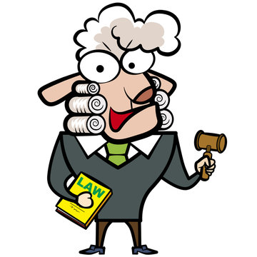 cartoon sheep judge with a gavel and law book