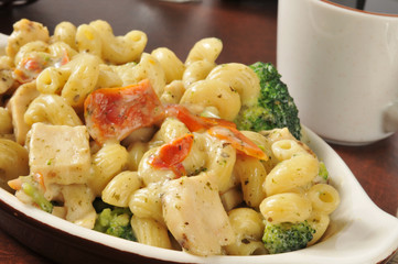 Closeup of basil parmesan chicken