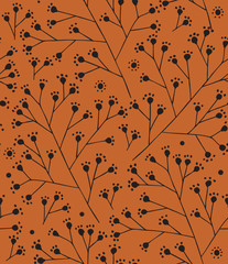 Floral autumn pattern with dots berry