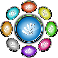 Plant. Vector internet buttons. 8 different projections.