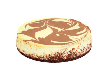 isolated chocolate swirl cheesecake