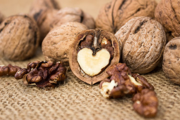 walnut and a cracked walnut