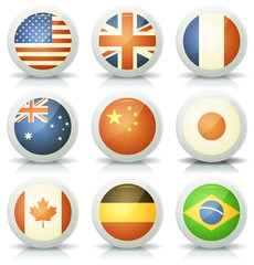 Fototapeta premium Glossy Flags Icons Set