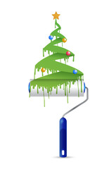 paint roller and christmas tree illustration
