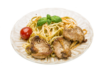 Pork with spaghetti
