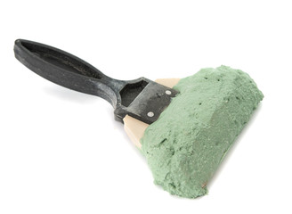 trowel with mortar isolated