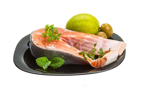 Raw Salmon steak