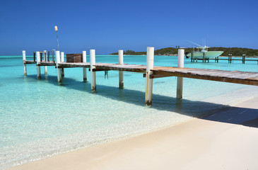 Wooden pier. Exuma, Bahamas