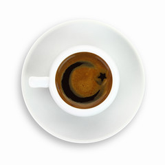 Turkish flag drawing on a cup of coffee