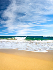 Waves crashing on a beach
