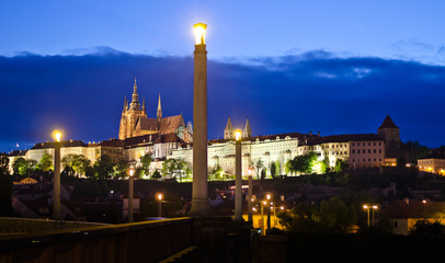 Bridge leading to castle and cathedral in Prague