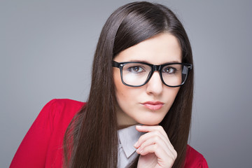 Confident businesswoman wearing glasses