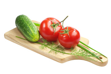 Tomato, cucumber, dill and green onions