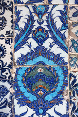 Macro view of tiles in Rustem Pasa Mosque, Istanbul