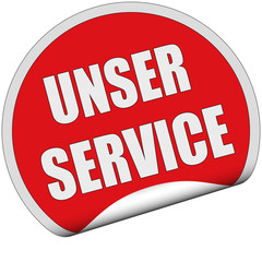Sticker rot rund cu UNSER SERVICE