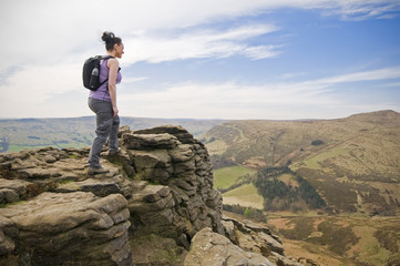 woman hiking in the Peak District, England