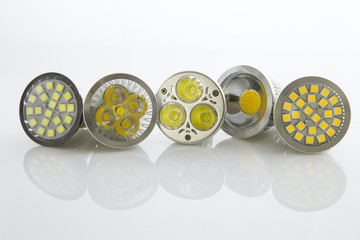 various LED bulbs GU10 with different cooling SMD chips