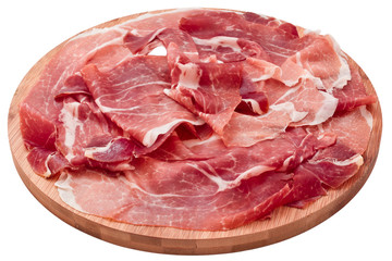 delicious sliced ham on wooden board