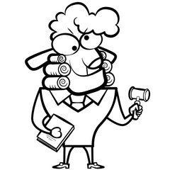 coloring cartoon sheep judge with a gavel and law book